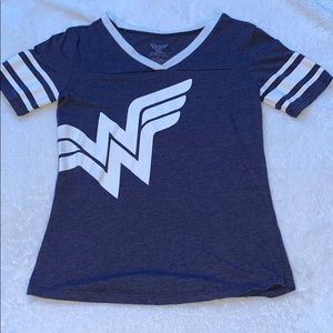blue and white wonder women t-shirt